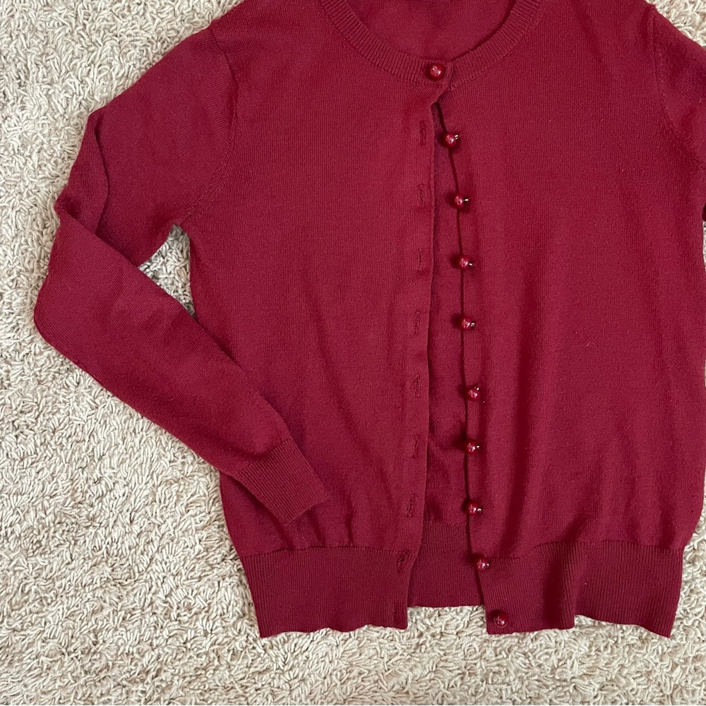 Red Button Up Cardigan - Picture 2 of 2